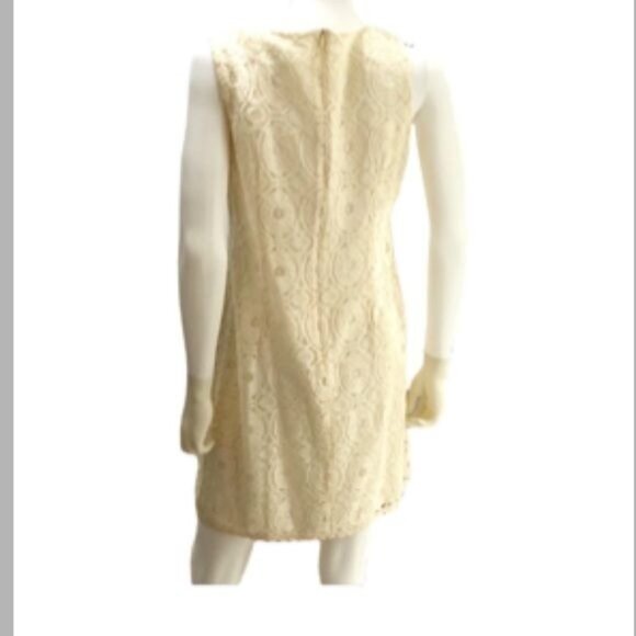 DRESS BARN- WOMENS OFF WHITE LACE EMBELLISHED STONES KNEE LENGHT DRESS SIZE 10 - Picture 2 of 6